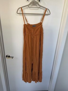 Women's Rust Orange Spaghetti-Strap Jumpsuit